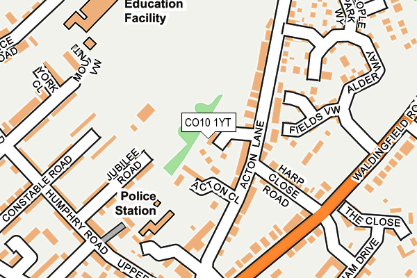 CO10 1YT map - OS OpenMap – Local (Ordnance Survey)