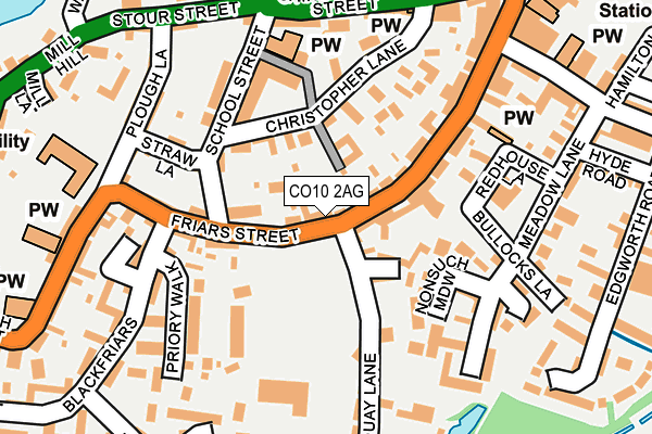 CO10 2AG map - OS OpenMap – Local (Ordnance Survey)