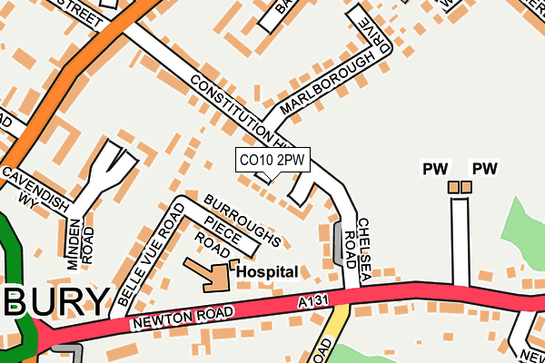 CO10 2PW map - OS OpenMap – Local (Ordnance Survey)