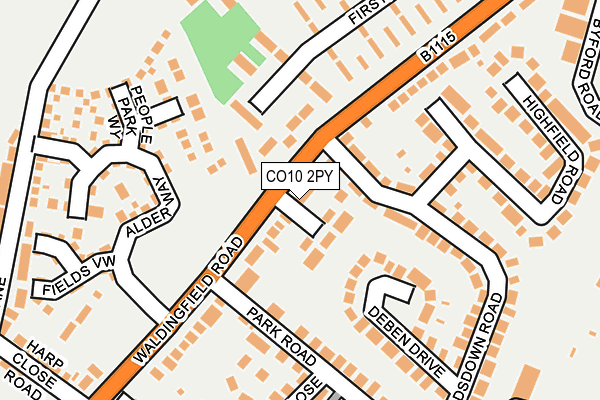 CO10 2PY map - OS OpenMap – Local (Ordnance Survey)