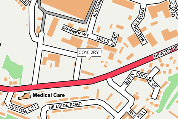 CO10 2RY map - OS OpenMap – Local (Ordnance Survey)