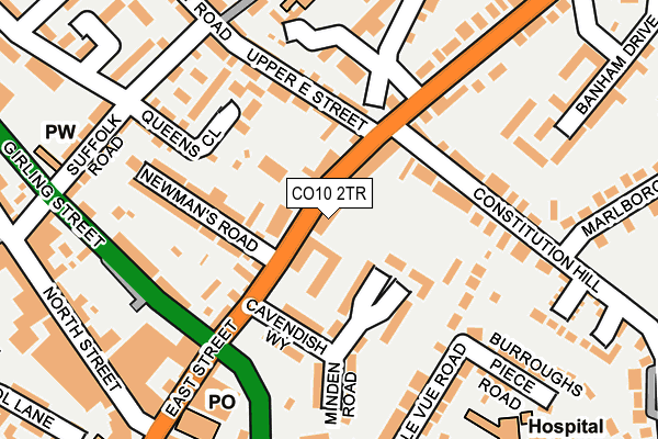 CO10 2TR map - OS OpenMap – Local (Ordnance Survey)