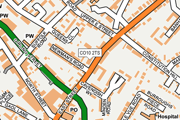 CO10 2TS map - OS OpenMap – Local (Ordnance Survey)
