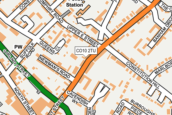 CO10 2TU map - OS OpenMap – Local (Ordnance Survey)