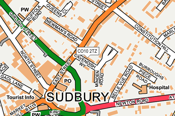 CO10 2TZ map - OS OpenMap – Local (Ordnance Survey)