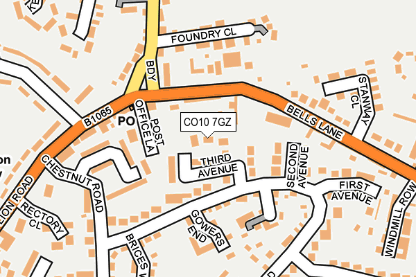 CO10 7GZ map - OS OpenMap – Local (Ordnance Survey)