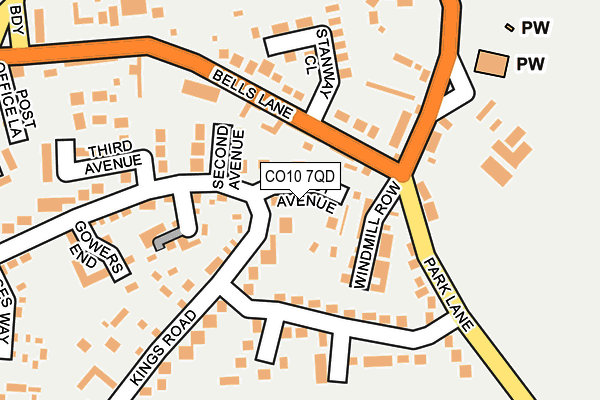 CO10 7QD map - OS OpenMap – Local (Ordnance Survey)