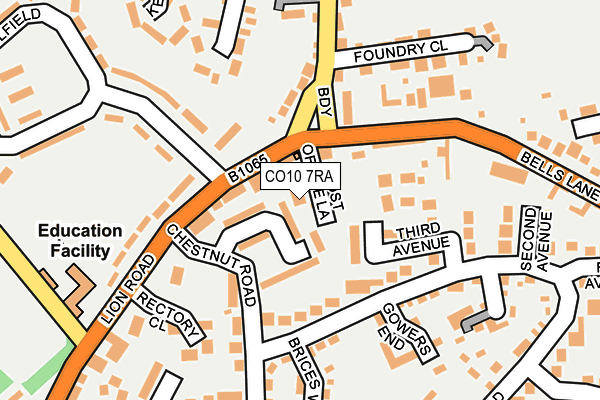 CO10 7RA map - OS OpenMap – Local (Ordnance Survey)