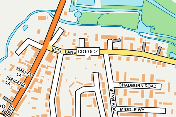 CO10 9DZ map - OS OpenMap – Local (Ordnance Survey)