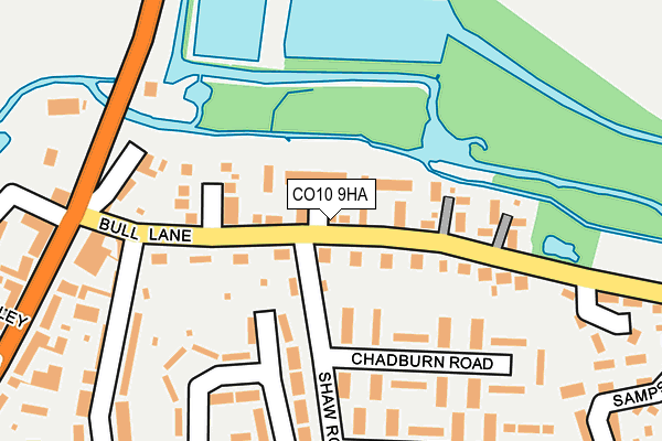 CO10 9HA map - OS OpenMap – Local (Ordnance Survey)