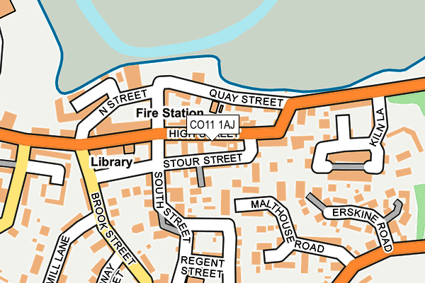 CO11 1AJ map - OS OpenMap – Local (Ordnance Survey)