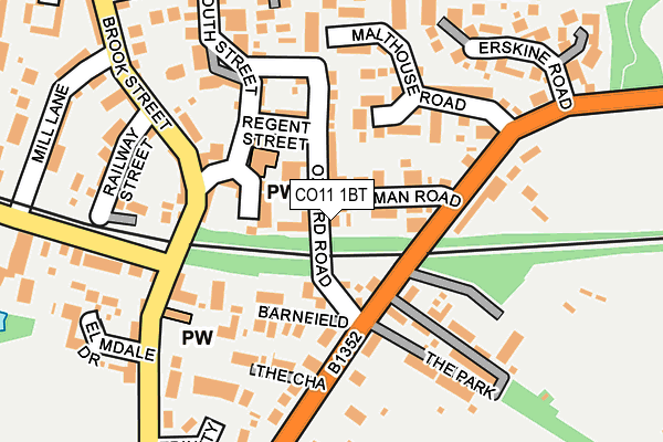 CO11 1BT map - OS OpenMap – Local (Ordnance Survey)