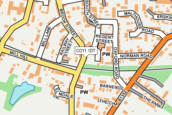 CO11 1DT map - OS OpenMap – Local (Ordnance Survey)