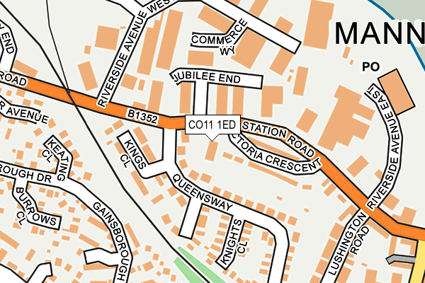 CO11 1ED map - OS OpenMap – Local (Ordnance Survey)