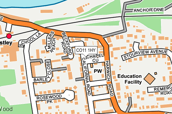 CO11 1HY map - OS OpenMap – Local (Ordnance Survey)