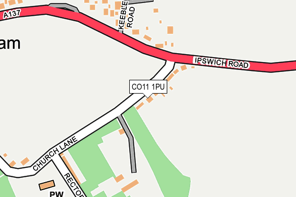 CO11 1PU map - OS OpenMap – Local (Ordnance Survey)