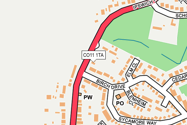 CO11 1TA map - OS OpenMap – Local (Ordnance Survey)