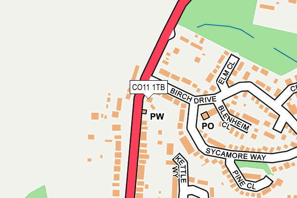 CO11 1TB map - OS OpenMap – Local (Ordnance Survey)