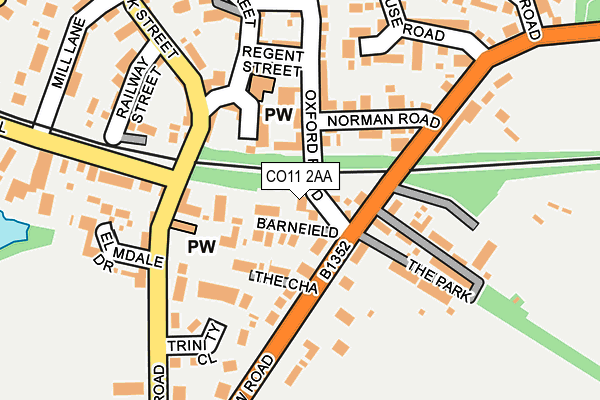 CO11 2AA map - OS OpenMap – Local (Ordnance Survey)