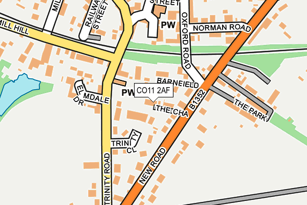 CO11 2AF map - OS OpenMap – Local (Ordnance Survey)