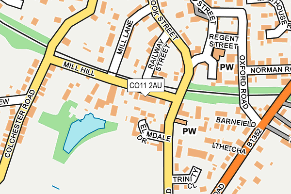 CO11 2AU map - OS OpenMap – Local (Ordnance Survey)