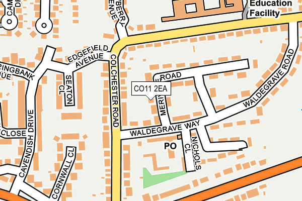 CO11 2EA map - OS OpenMap – Local (Ordnance Survey)