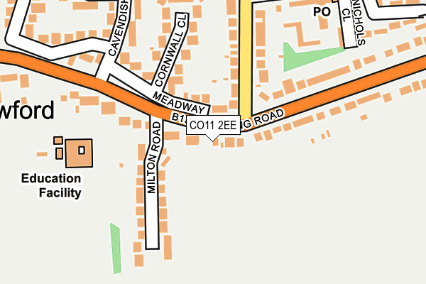 CO11 2EE map - OS OpenMap – Local (Ordnance Survey)
