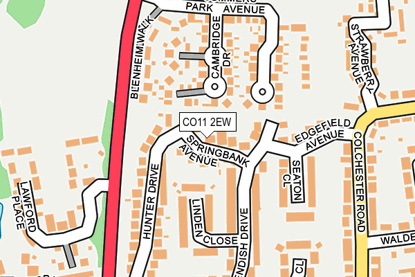 CO11 2EW map - OS OpenMap – Local (Ordnance Survey)