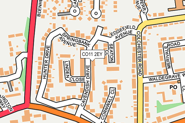 CO11 2EY map - OS OpenMap – Local (Ordnance Survey)