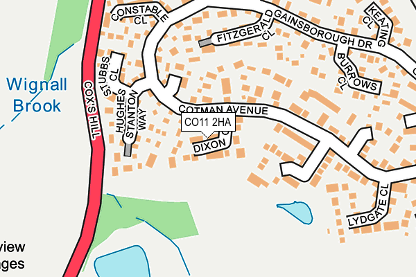 CO11 2HA map - OS OpenMap – Local (Ordnance Survey)