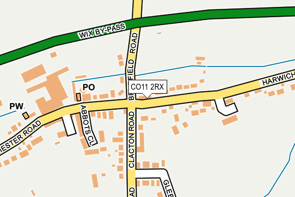 CO11 2RX map - OS OpenMap – Local (Ordnance Survey)