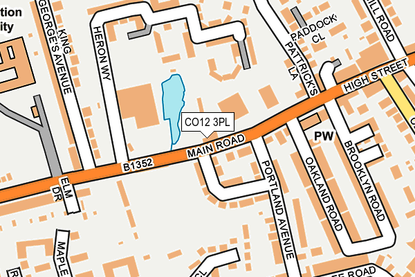 CO12 3PL map - OS OpenMap – Local (Ordnance Survey)