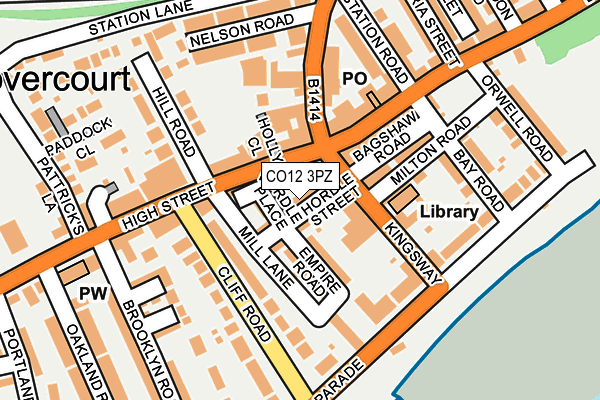 CO12 3PZ map - OS OpenMap – Local (Ordnance Survey)