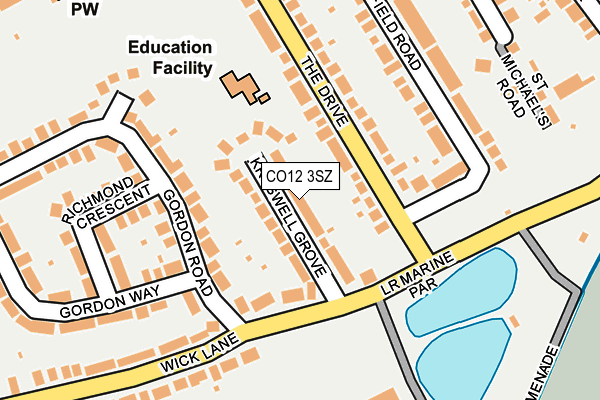 CO12 3SZ map - OS OpenMap – Local (Ordnance Survey)