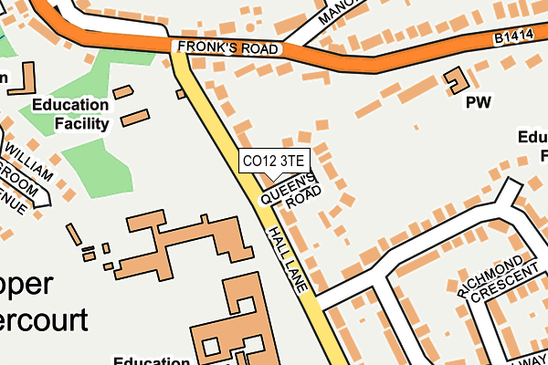 CO12 3TE map - OS OpenMap – Local (Ordnance Survey)