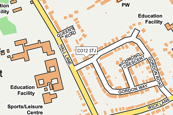 CO12 3TJ map - OS OpenMap – Local (Ordnance Survey)