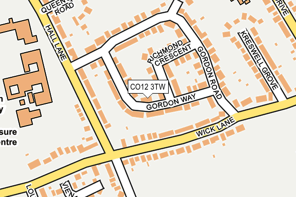 CO12 3TW map - OS OpenMap – Local (Ordnance Survey)