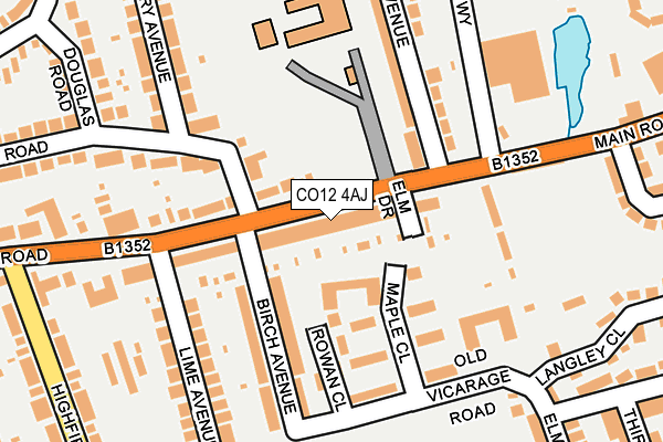 CO12 4AJ map - OS OpenMap – Local (Ordnance Survey)