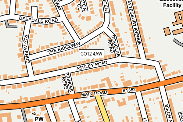 CO12 4AW map - OS OpenMap – Local (Ordnance Survey)