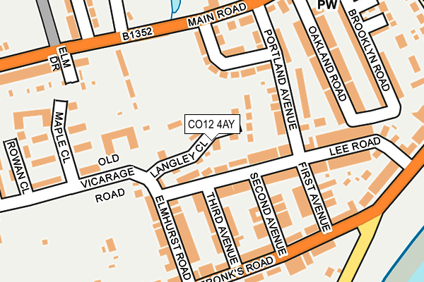 CO12 4AY map - OS OpenMap – Local (Ordnance Survey)
