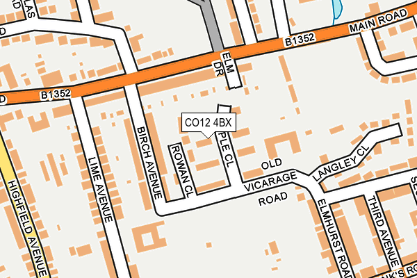CO12 4BX map - OS OpenMap – Local (Ordnance Survey)