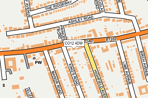 CO12 4DW map - OS OpenMap – Local (Ordnance Survey)