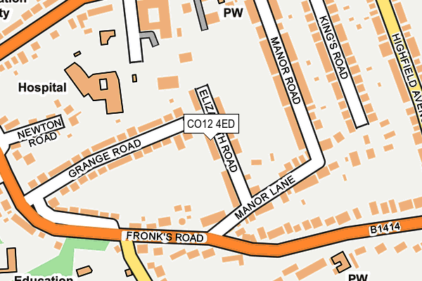 CO12 4ED map - OS OpenMap – Local (Ordnance Survey)