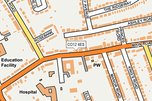 CO12 4ES map - OS OpenMap – Local (Ordnance Survey)