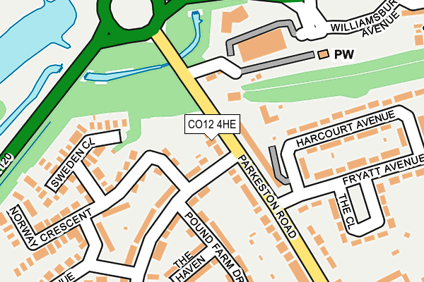 CO12 4HE map - OS OpenMap – Local (Ordnance Survey)