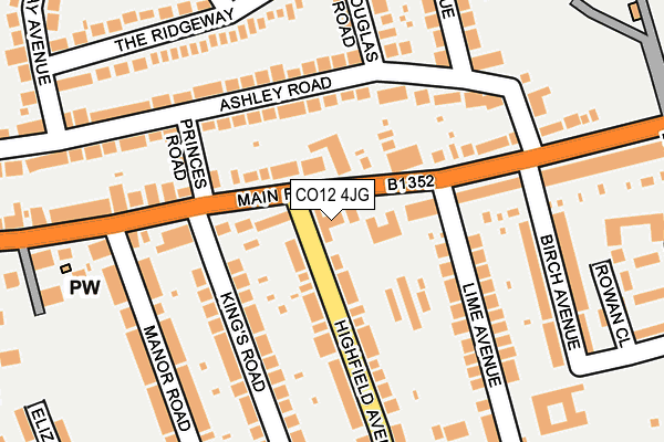 CO12 4JG map - OS OpenMap – Local (Ordnance Survey)