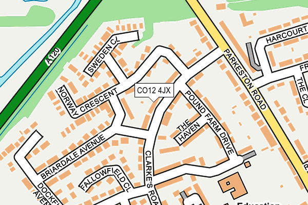 CO12 4JX map - OS OpenMap – Local (Ordnance Survey)