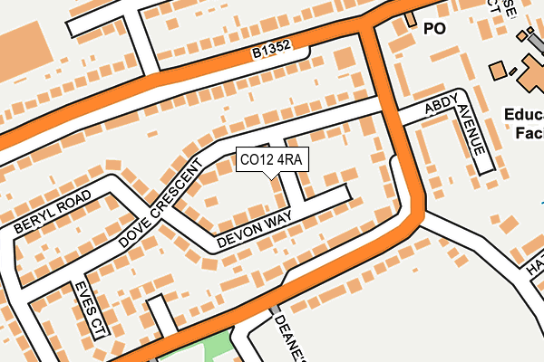 CO12 4RA map - OS OpenMap – Local (Ordnance Survey)