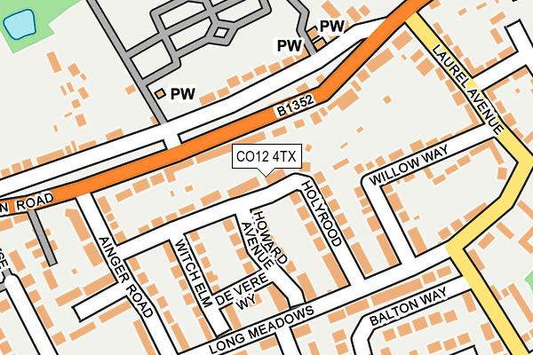 CO12 4TX map - OS OpenMap – Local (Ordnance Survey)