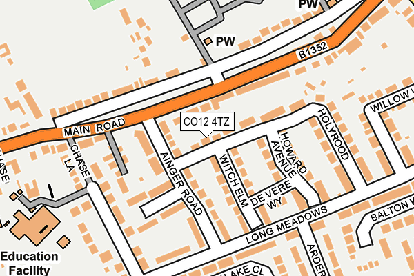 CO12 4TZ map - OS OpenMap – Local (Ordnance Survey)